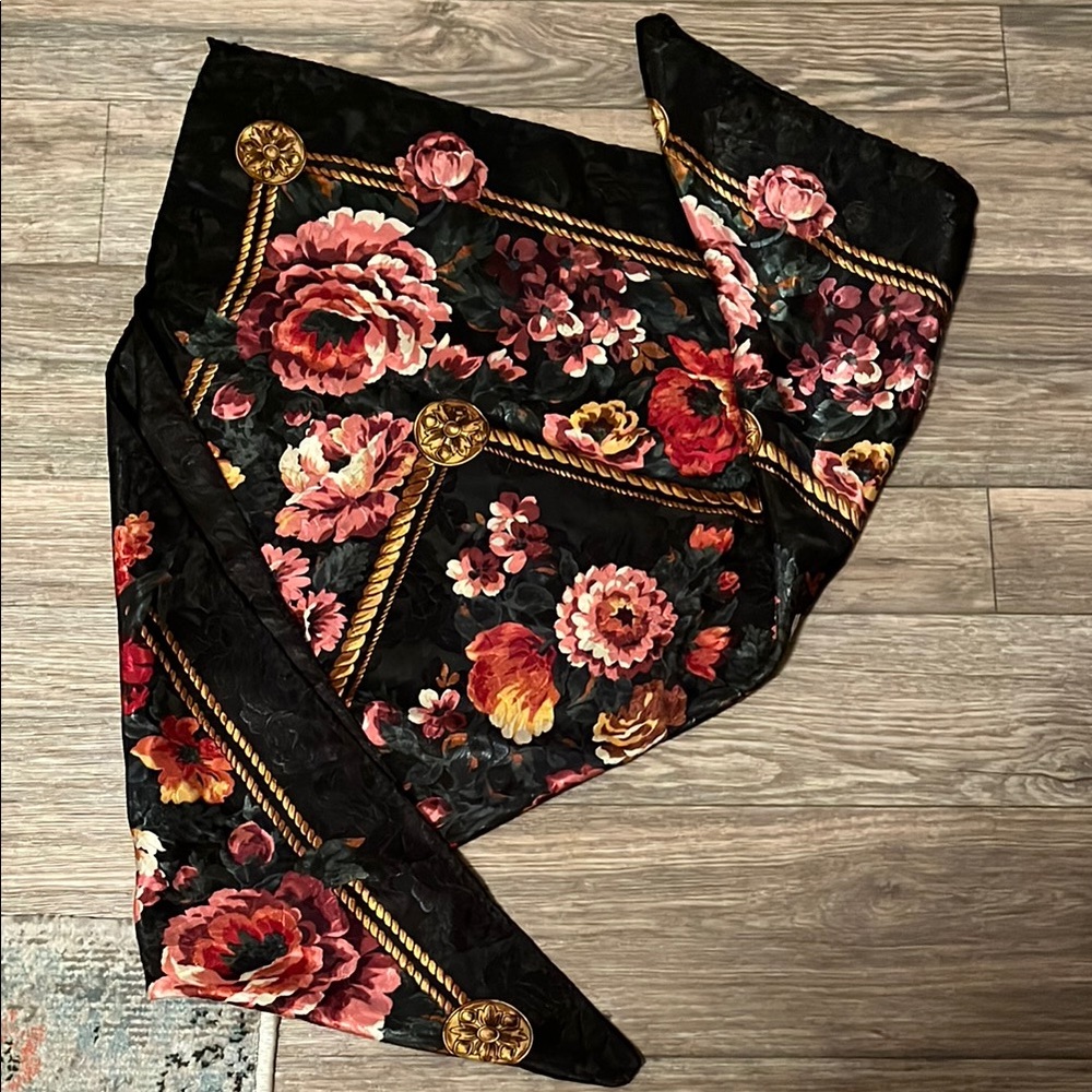 Floral Black and Red Scarf